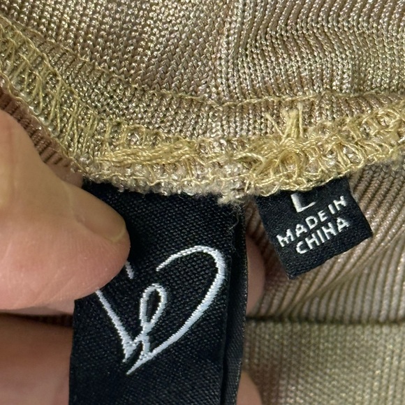 Windsor Women Gold Metallic Flowy Wide-Leg Pants Large Silhouette Stretch Chic - Picture 5 of 9